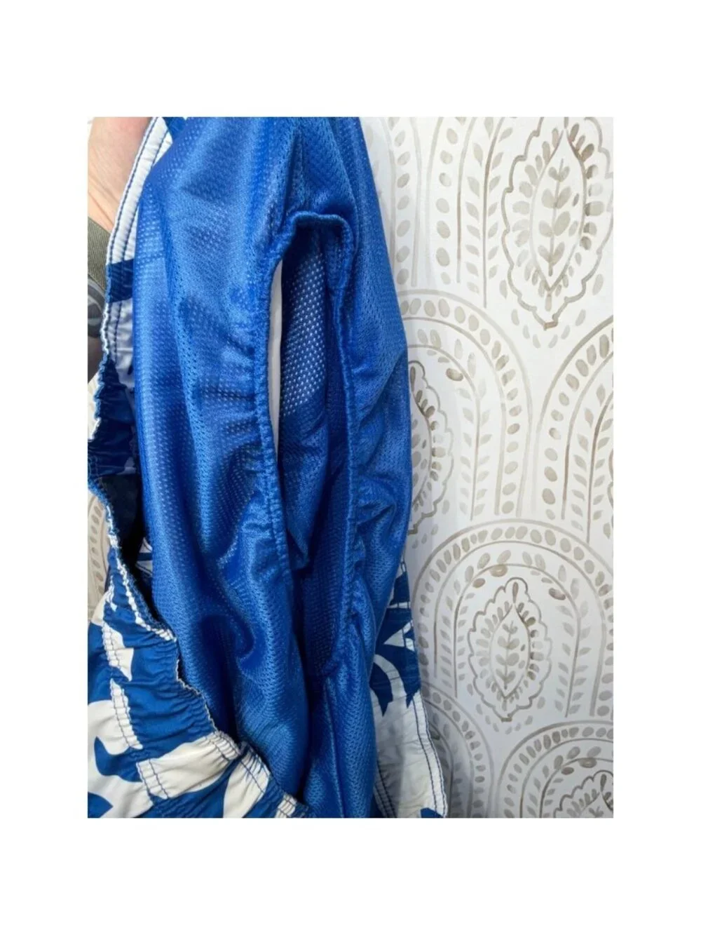 Old Navy Mens‎ XXL Blue White Hibiscus Floral Swim Trunks Board Shorts